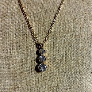 Swarovski‎ Gold toned 3 stone  Pendant Necklace